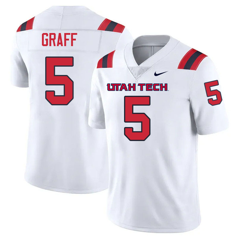 Utah Tech Trailblazers #5 Reggie Graff College Football Jerseys,Uniforms Stitched-White